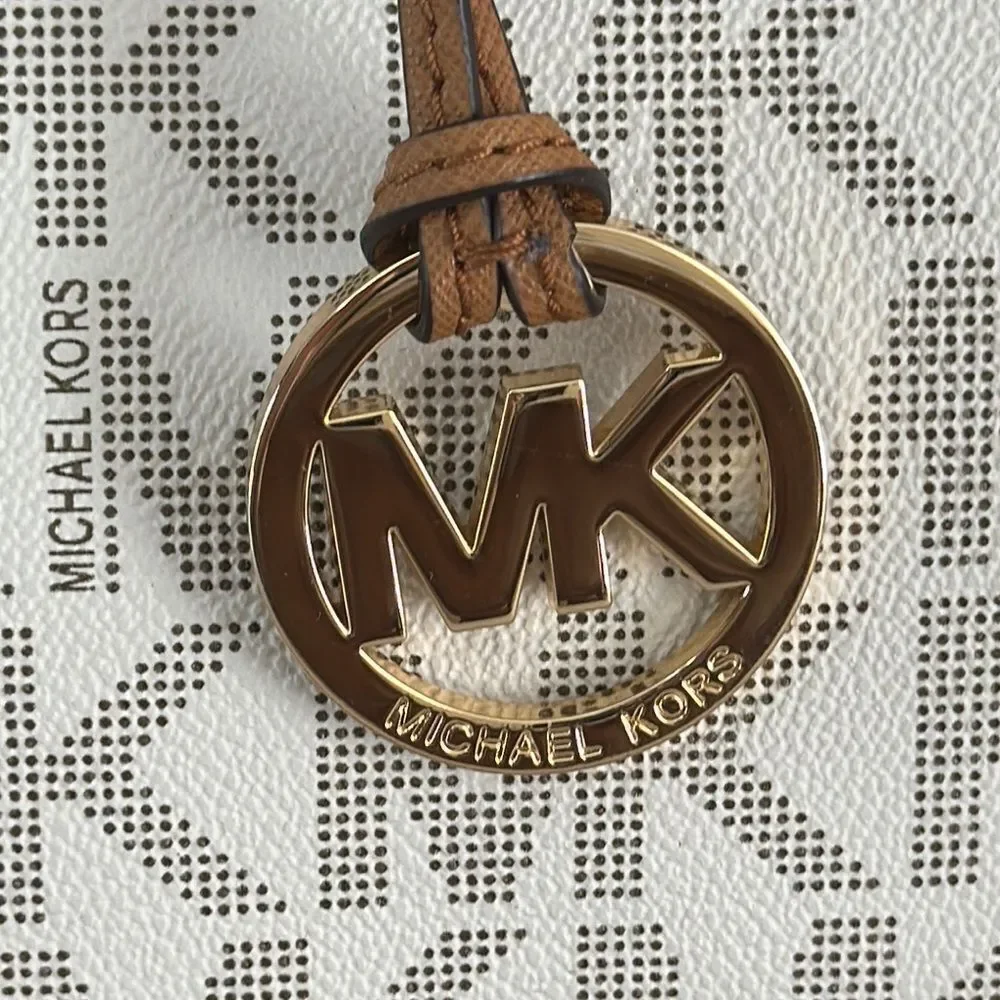 Michael Kors Cream and Tan Signature Satchel - Picture 6 of 17